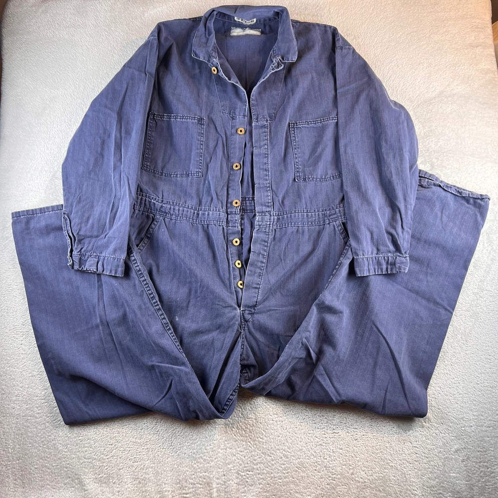 VTG Universal Overall Stone Cutter Blue Herringbone Coveralls Mens 50L Jumpsuit